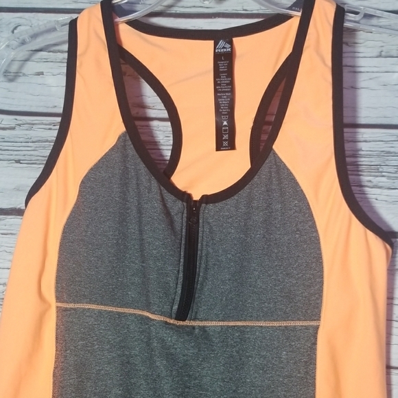 Reebok RBK razorback tank top orange gray grey workout top Sz Large - Picture 2 of 7